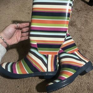 Coach Multicolor Striped Rain Boots